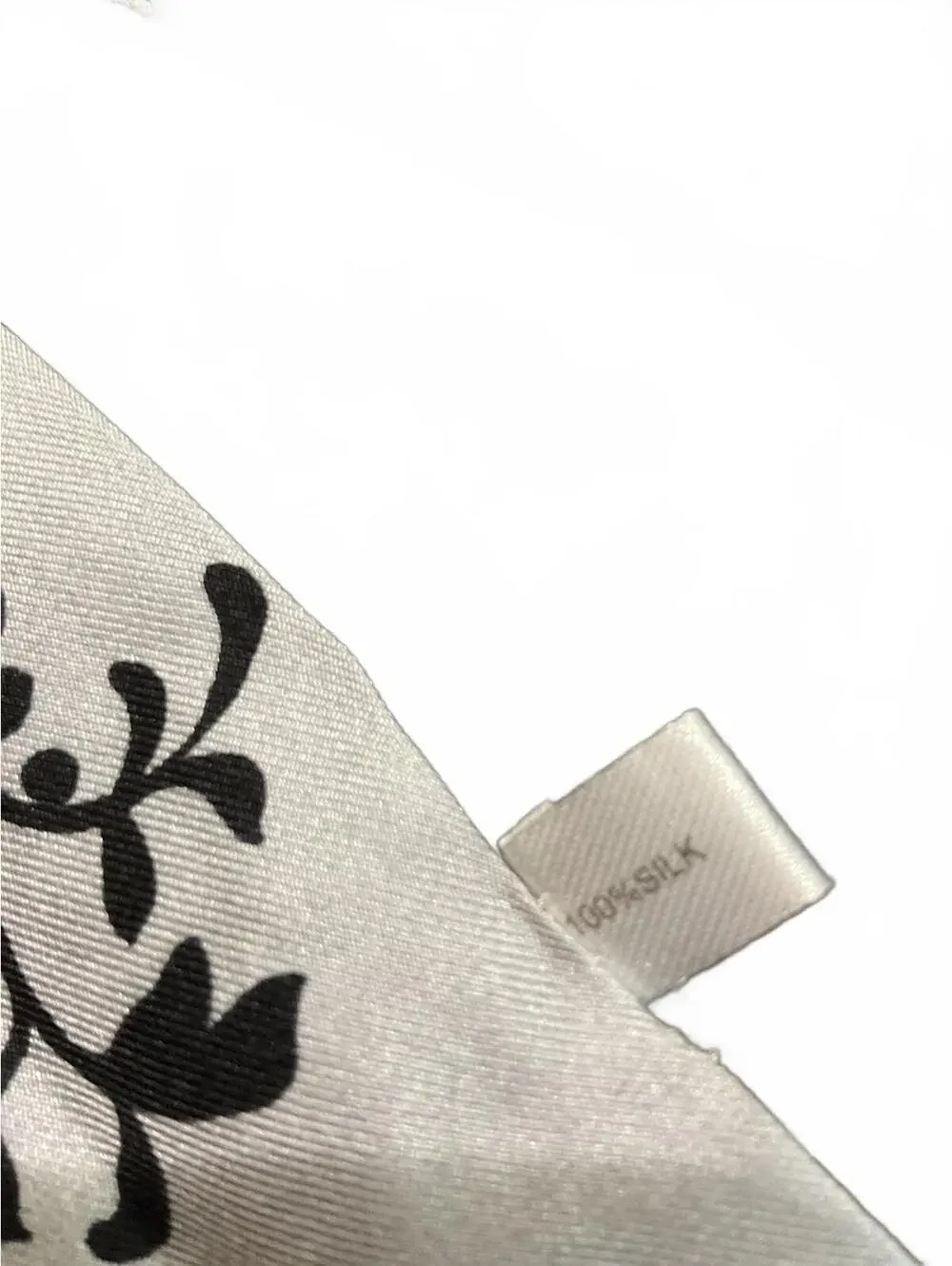 Talbots Black and White Silk Scarf with Floral and Checkered Pattern